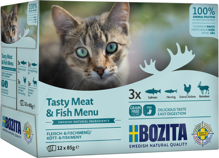 BOZITA Katzen-Nassfutter Fisch und Fleisch Häppchen in Sauce